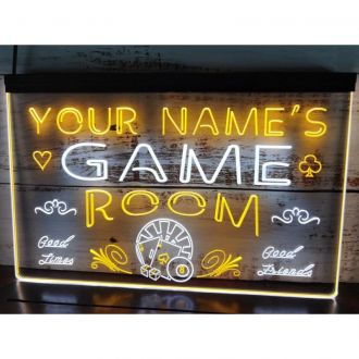 Name Personalized Game Room Man Cave Beer Bar Dual LED Neon Sign