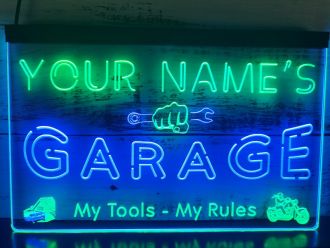 Name Personalized Garage Repair Shop Room Bar Beer Dual LED Neon Sign