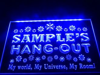 Name Personalized Hang Out Girl Kids Room Light LED Neon Sign
