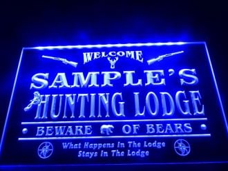 Name Personalized Hunting Lodge Firearms Man Cave Bar v1 LED Neon Sign
