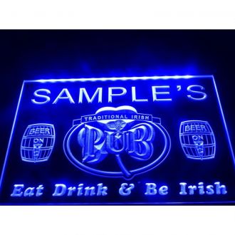 Name Personalized Irish Pub Shamrock Bar LED Neon Sign
