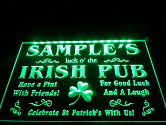 Name Personalized Luck o the Irish Pub St LED Neon Sign