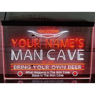 Name Personalized Man Cave Cowboys Bar Dual LED Neon Sign
