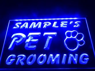 Name Personalized Pet Grooming Paw Print Bar LED Neon Sign