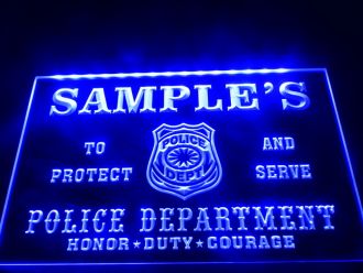 Name Personalized Police Station Badge Bar LED Neon Sign