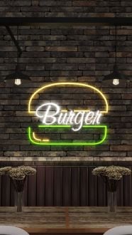 Neon Burger Logo Neon Sign