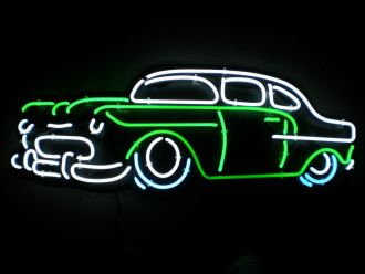Neon Car Signs White And Green Neon Light