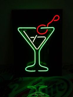 Neon Cocktail Sign  Martini Goblet Artwork Wall Decor
