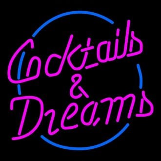 Neon Cocktails & Dreams Signs Pink And Blue Light