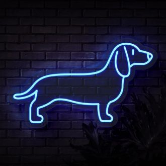 Neon Dog Sign Puppy Light On The Brick Background
