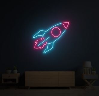 Neon Rocket Blue And Pink Neon Sign