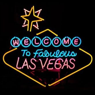 Neon Signs Las Vegas Hung On Black Background