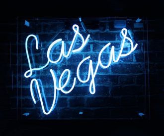 Neon Signs Las Vegas White Neon Sign Hung On The Brick Background