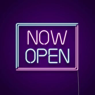 Now Open Square Neon Sign