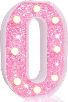 Steel Marquee Letter Number 0 Pink Color Shiny Shimmering High-End Custom Zinc Metal Marquee Light Marquee Sign