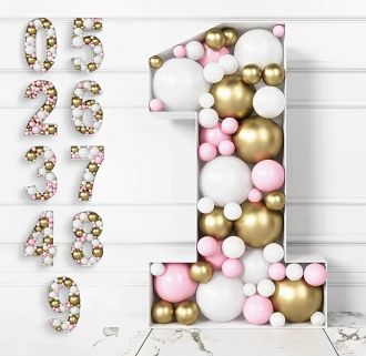 Steel Marquee Letter Number 1 Balloon Pink Golden Balloon High-End Custom Zinc Metal Marquee Light Marquee Sign