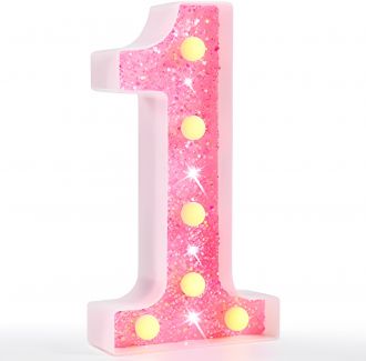 Steel Marquee Letter Number 1 One Pink Color Shiny High-End Custom Zinc Metal Marquee Light Marquee Sign