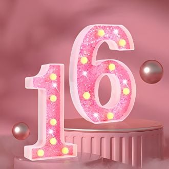Steel Marquee Letter Number 16 Sixteen Pink Shiny High-End Custom Zinc Metal Marquee Light Marquee Sign