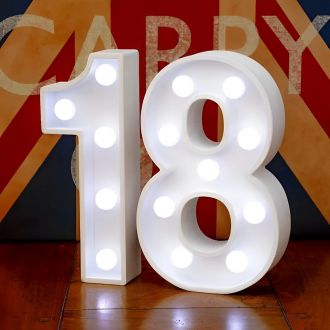 Number 18 White Birthday Party Anniversary Party Marquee Light