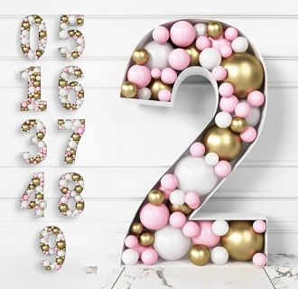 Steel Marquee Letter Number 2 Balloon Pink Golden High-End Custom Zinc Metal Marquee Light Marquee Sign