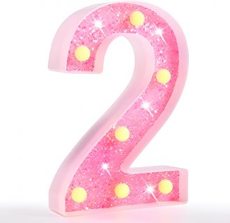 Steel Marquee Letter Number 2 Two Pink Shiny High-End Custom Zinc Metal Marquee Light Marquee Sign