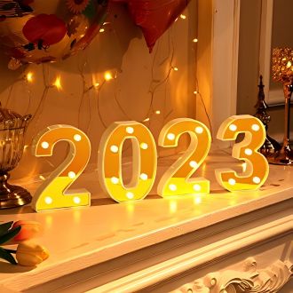 Number 2023 Gold Color New Year Marquee Light