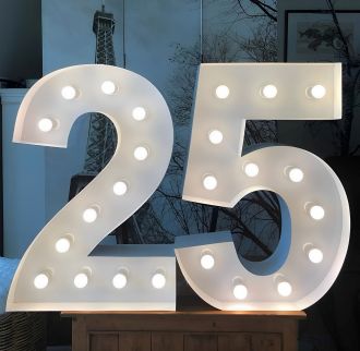 Steel Marquee Letter Number 25 Twenty-Five Cool White High-End Custom Zinc Metal Marquee Light Marquee Sign