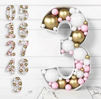 Steel Marquee Letter Number 3 Balloon Pink Golden White High-End Custom Zinc Metal Marquee Light Marquee Sign