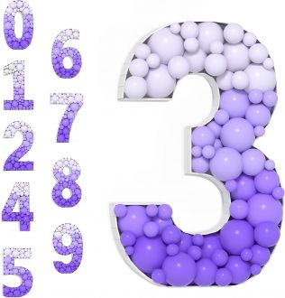 Steel Marquee Letter Number 3 Three Purple White Balloon High-End Custom Zinc Metal Marquee Light Marquee Sign