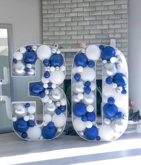 Steel Marquee Letter Number 30 Thirty White Blue Balloon High-End Custom Zinc Metal Marquee Light Marquee Sign