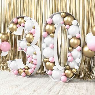 Steel Marquee Letter Number 30 Thirty White Gold Pink Balloon High-End Custom Zinc Metal Marquee Light Marquee Sign