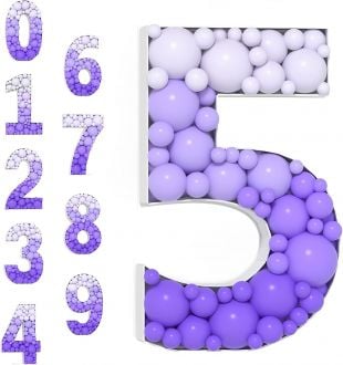 Steel Marquee Letter Number 5 Five Purple White Balloon High-End Custom Zinc Metal Marquee Light Marquee Sign