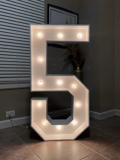 Steel Marquee Letter Number 5 Five Warm White Modern Font High-End Custom Zinc Metal Marquee Light Marquee Sign