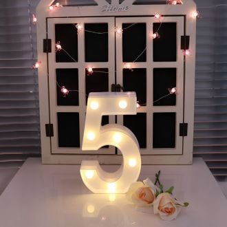 Number 5 Warm White Birthday Party Decor Marquee Light