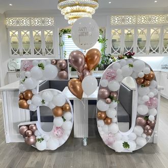 Steel Marquee Letter Number 50 Balloon White Gold High-End Custom Zinc Metal Marquee Light Marquee Sign