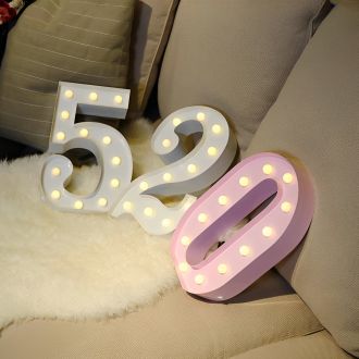 Steel Marquee Letter Number 520 White Pink Romantic High-End Custom Zinc Metal Marquee Light Marquee Sign