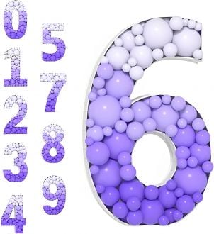 Steel Marquee Letter Number 6 Six Purple White Balloon High-End Custom Zinc Metal Marquee Light Marquee Sign