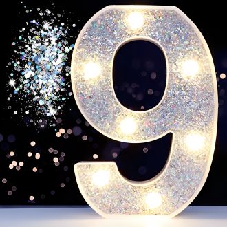 Steel Marquee Letter Number 9 Shiny Silver White High-End Custom Zinc Metal Marquee Light Marquee Sign