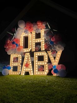 Steel Marquee Letter OH BABY Baby Shower High-End Custom Zinc Metal Marquee Light Marquee Sign