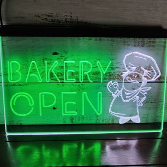OPEN Bakery Bread Dual LED Neon Sign