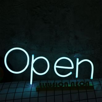 Open Blue Custom Neon Sign
