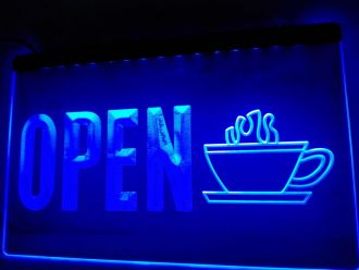 OPEN Coffee Cup LED Neon Sign