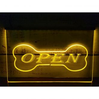 OPEN Dog Bone Pet Shop LED Neon Sign