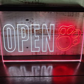 OPEN Dog Pet Dual LED Neon Sign