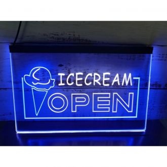 Open Ice Cream Dual LED Neon Sign