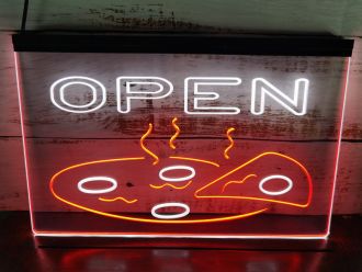 OPEN Pizza Dual LED Neon Sign