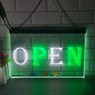 OPEN Pub Business Dual LED Neon Sign