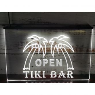 OPEN Tiki Bar Pub Palm Tree LED Neon Sign