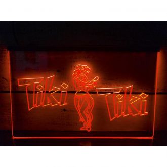 OPEN Tiki Bar Wajome Hula Dancer LED Neon Sign