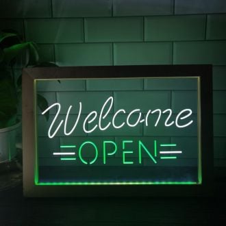 Open Welcome Frame Dual LED Neon Sign